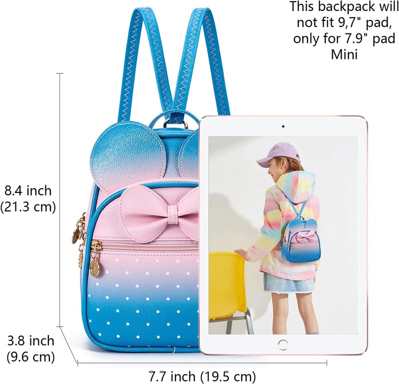 KL928 Girls Mini Backpack Bowknot Polka Dot Cute Small Daypacks Convertible Shoulder Bag Purse for Women - Image 2